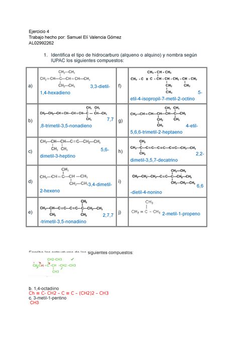 Ejercicio 4 El Carbono Y Sus Compuestos Ejercicio 4 Trabajo Hecho Por