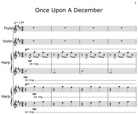 Once Upon A December Sheet Music For Flute Violin Harp