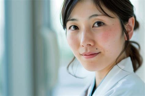 Premium Photo Japanese Beautiful Female Doctor Closeup