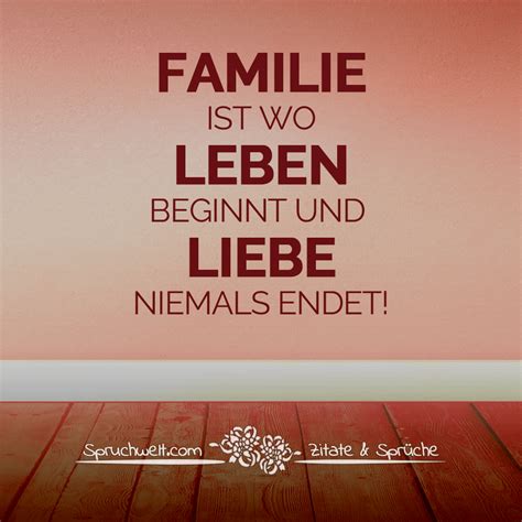 Familie ist wo Leben beginnt und Liebe niemals endet Sprüche über