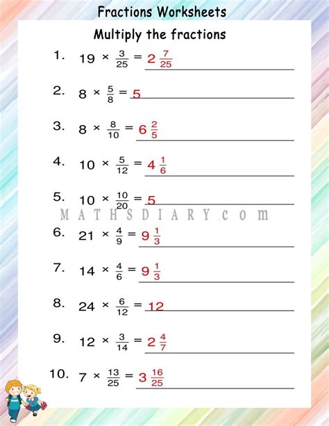 Multiplying Proper Fractions By Whole Number Worksheets 60 OFF