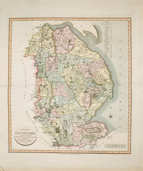 A New Map Of Lincolnshire With Its Great And Sub Divisions Into Hundreds Exhibiting Its Roads