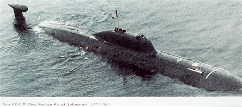 An Elevated Starboard Bow View Of A Soviet Akula Class Nuclear Powered Attack Submarine Soviet