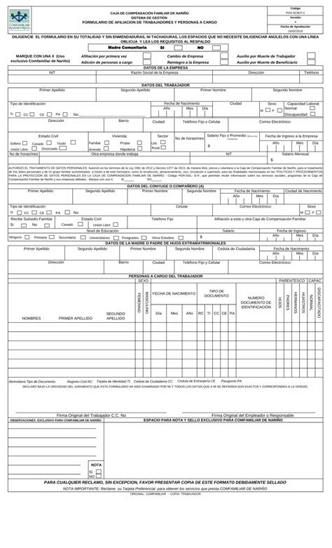 Pdf Formulario De Afiliacion De Trabajadores Y Pdf Fileformulario