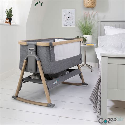 Tutti Bambini CoZee Air Bedside Rocking Crib, Oak & Charcoal