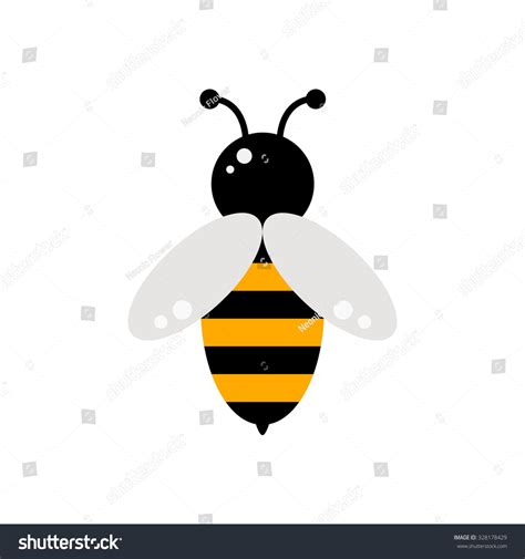 Bee Icon Isolated On White Background Honey Flying Bee Insect Flat