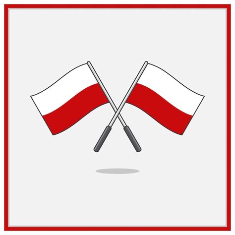 Flaga Polski Kreskówka Wektor Ilustracja Polska Flaga Płaskie Ikona