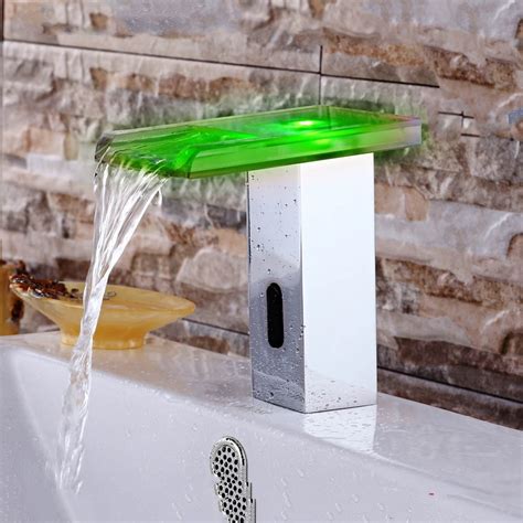 Juno Led Waterfall Chrome Finished Automatic Sensor Bathroom Faucet