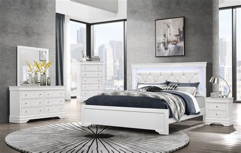 Pompei Bedroom Set 5Pc in Metallic White by Global w/Options