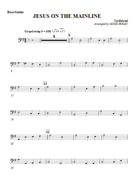 Jesus On The Mainline Bass Guitar Sheet Music Direct