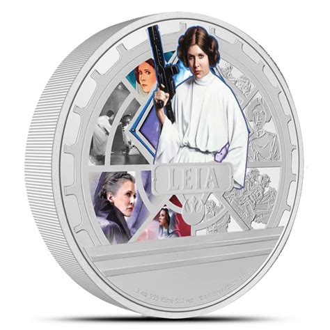 2023 3 Oz Colorized Niue Silver Star Wars Princess Leia Coin Box CoA