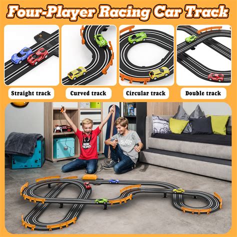 Slot Car Race Track Sets With 4 High Speed Slot Cars Battery Or Electric Race Car Track For