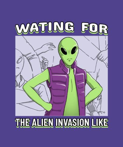 Placeit T Shirt Design Creator Featuring An Illustrated Alien With A