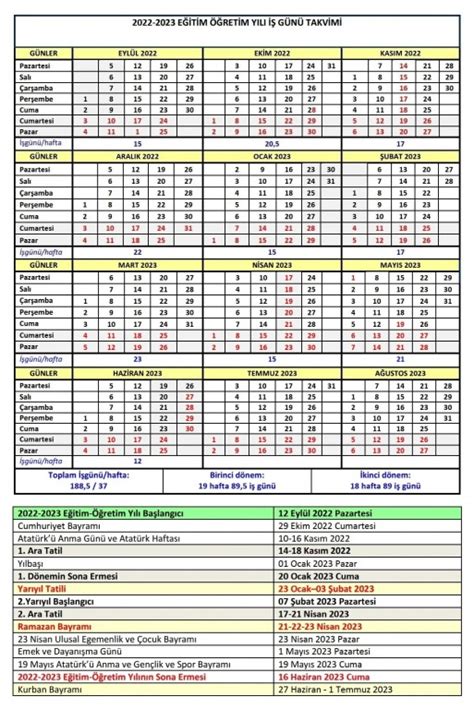 2024 2025 Eğitim Öğretim Yılı Çalışma Takvimi Şehit Er Serhat Şanlı