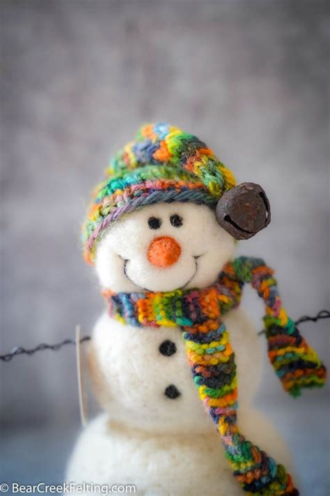 Needle Felt Snowman Needle Felted Snowman Christmas Etsy Felt