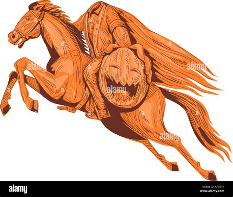 Headless Horseman Pumpkin Head Drawing Stock Photo Alamy