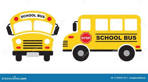 School Bus Front And Side View Stock Vector Illustration Of Childhood