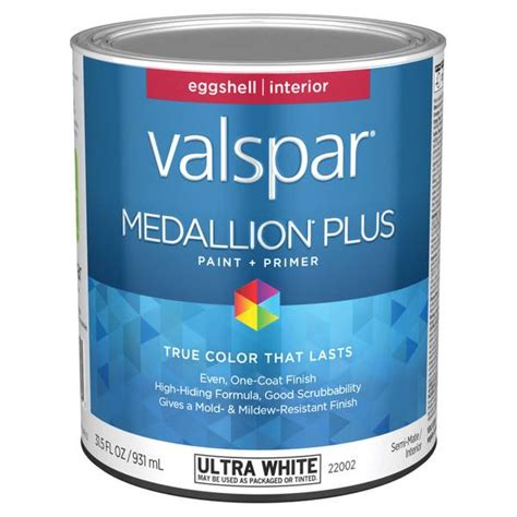 Valspar 1 Quart Ultra White Eggshell Medallion Plus Interior Paint And Primer 028 0022002 005