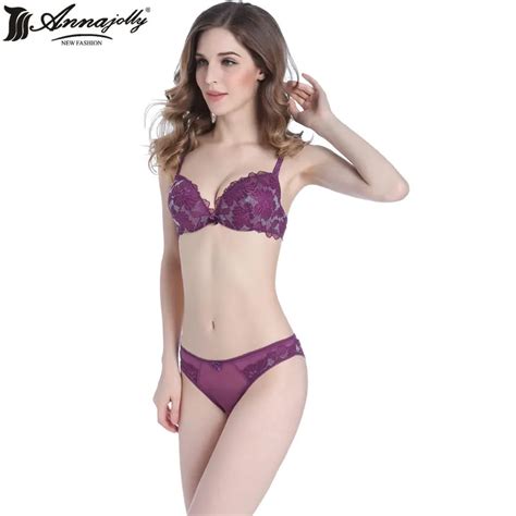 Annajolly Women Bra Sets Sexy Push Up Top Bra Lace Panties Embroidery Floral Brassiere Lingerie