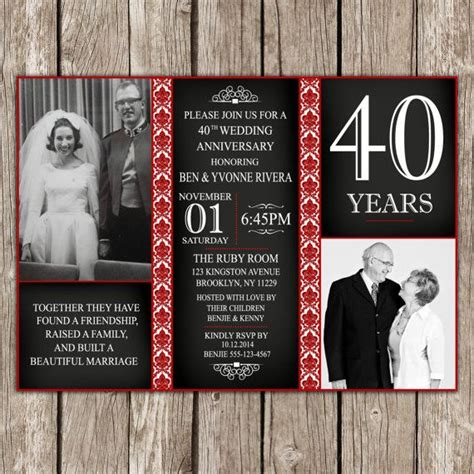 The Wedding Anniversary Card Is Displayed On A Wooden Table With Red