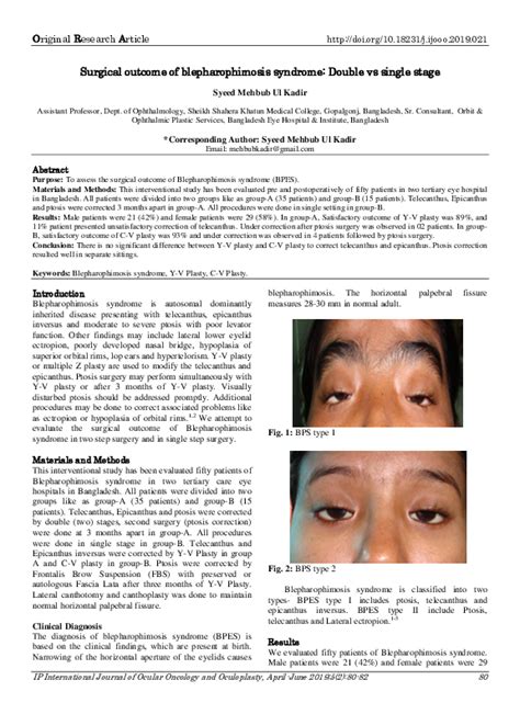 (PDF) Surgical outcome of blepharophimosis syndrome: Double vs single stage