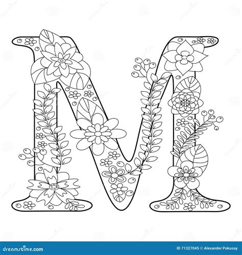 Livre De Coloriage De La Lettre M Pour Le Vecteur D Adultes