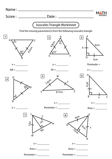 Isosceles And Equilateral Triangle Worksheet Answer Key Printable ...