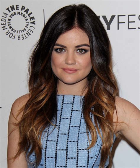 Lucy Hale Long Wavy Casual Hairstyle Dark Auburn Brunette And