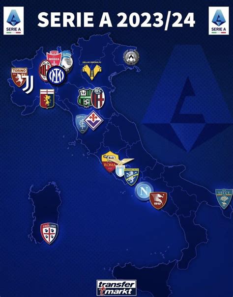 Map of teams for Serie A’s 2023/24 season : r/Calcio