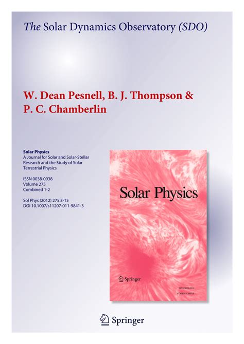 (PDF) The Solar Dynamics Observatory (SDO)