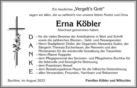 Traueranzeigen von Erna Köbler Allgäuer Zeitung