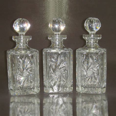 Set of Three Crystal Decanters - Clark Antiques Gallery — Clark Antiques Gallery