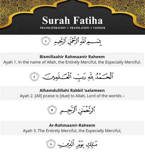 Surah Fatiha Translation And Transliteration