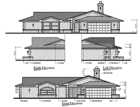 Single Story House Elevation Cad File Cadbull