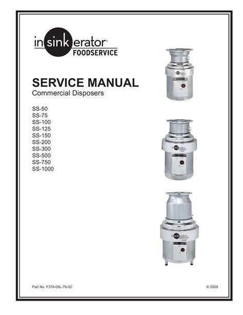 Service Manual For Insinkerator Commercial Disposers