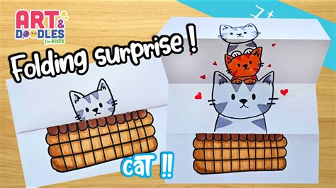 How To Draw A Cat Folding Surprise Art And Doodles For Kids Youtube