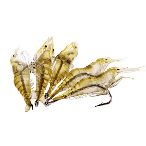 6pcs Shrimp Fishing Simulation Soft Prawn Lure Hook Tackle Bait Lures