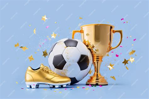 Золотой чемпионский кубок и футбольный мяч генеративный ии | Премиум Фото