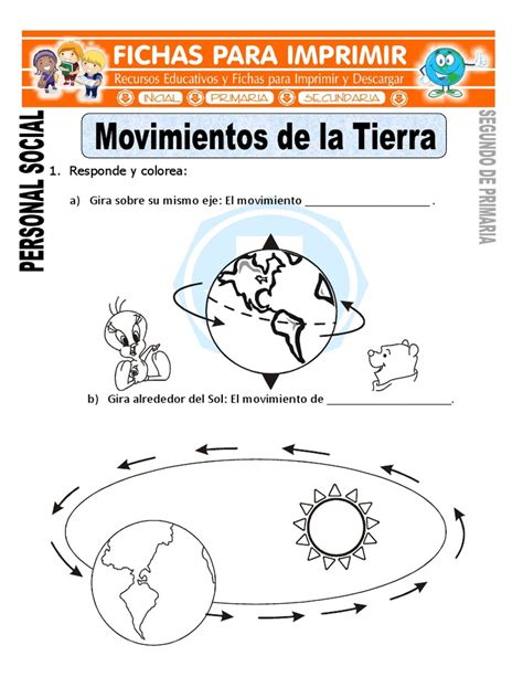 Ficha De Movimientos De La Tierra Para Segundo De Primaria Naturaleza Prueba Gratuita De 30