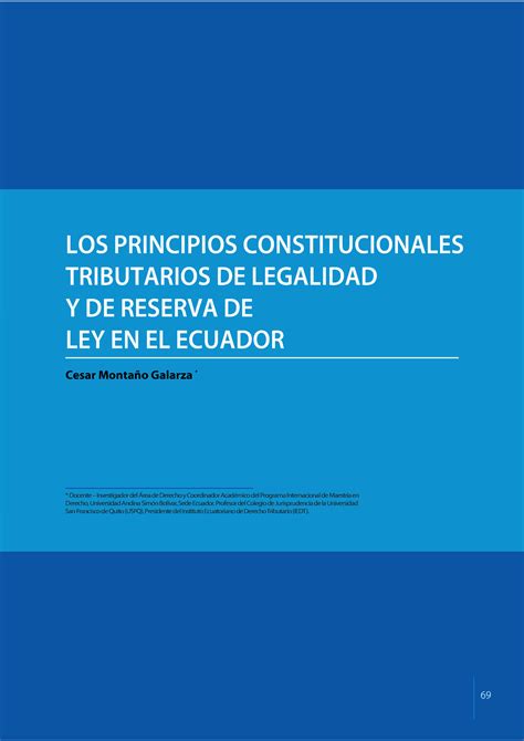 F Los Principios Constitucionales Tributarios De Legalidad Y De