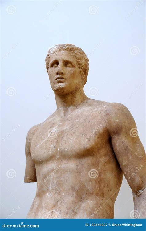 Ancient Greek Marble Statue Delphi Museum Greece Editorial