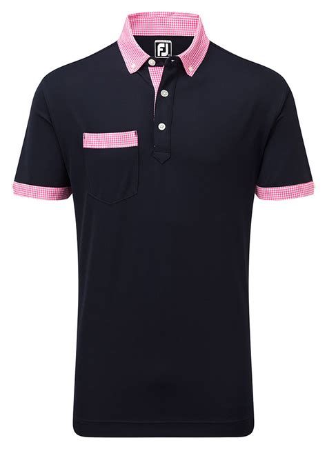 FootJoy Mens Smooth Pique Houndstooth Collar Polo Shirt GolfOnline