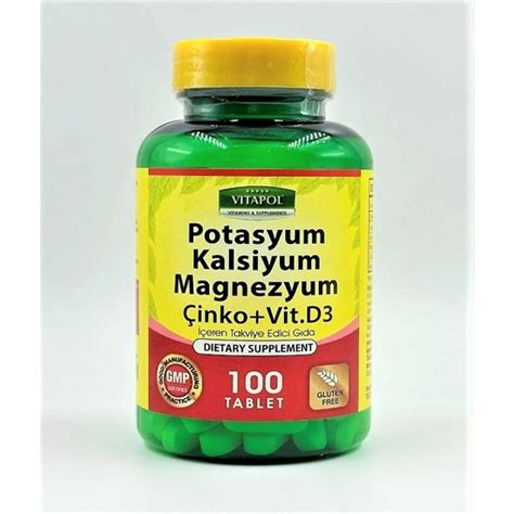 Vitapol Potasyum Kalsiyum Magnezyum Çinko D3 100 Tablet Fiyatı