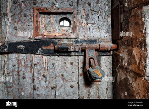 Door Of A Prison Cell With Bolt Padlock And Peephole Kilmainham Gaol