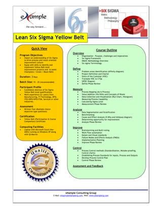 Lean Six Sigma Yellow Belt Certification Brochure | PDF