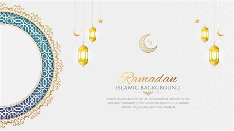 Ramadan Kareem Elegant White Luxury Ornamental Greeting Card Background