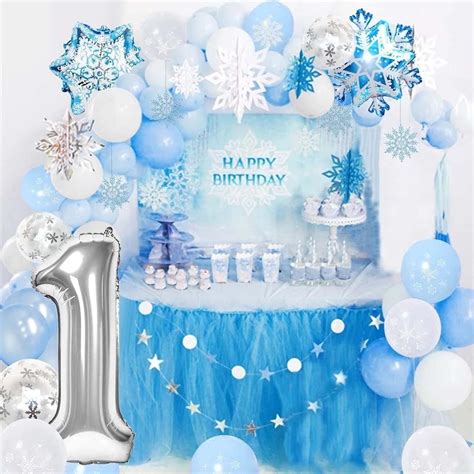 Mmtx Frozen Theme Snow White Birthday Party Decoration Supplies Blue