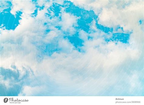 Beautiful blue sky and white cumulus clouds abstract background ...