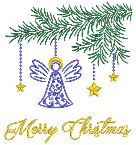 Merry Christmas Angel Ornament Filled Machine Embroidery Design Digiti – Embroiderymonkey