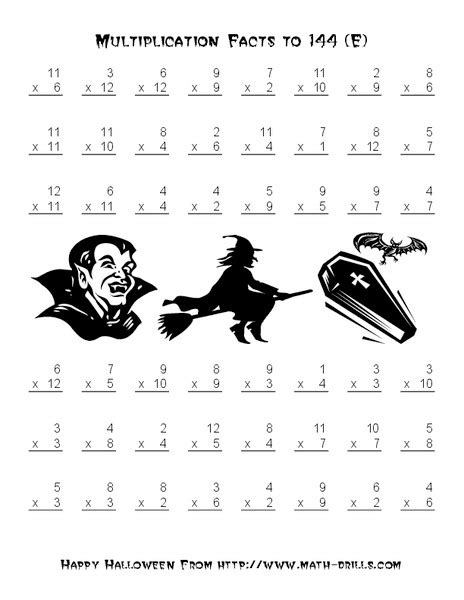 Multiplication Facts To 144 Worksheet For 4th Grade Lesson Planet